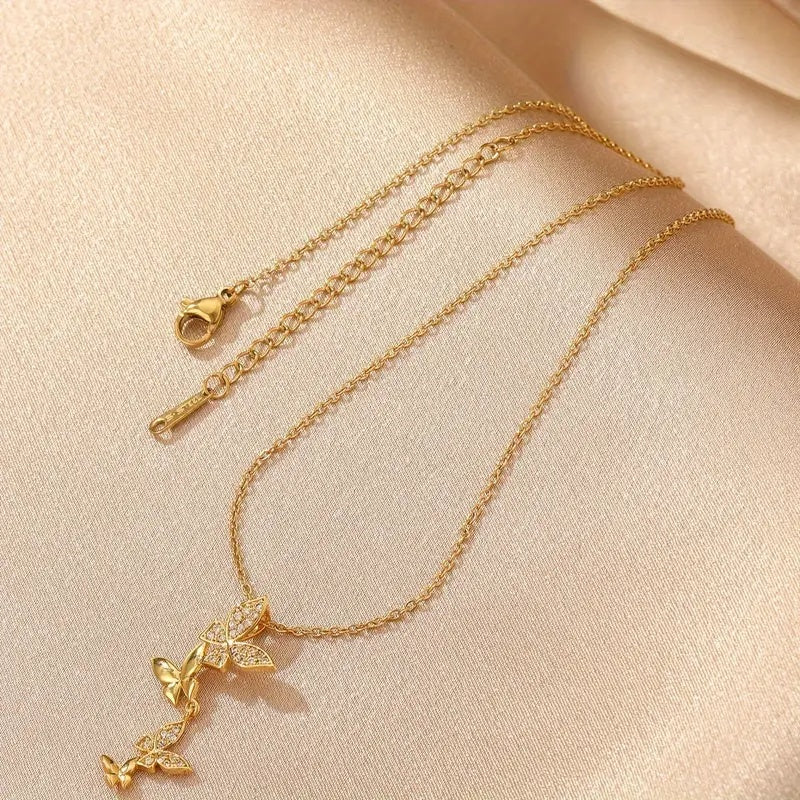 Sommerfuglefløj – "Aurora" Halskæde med Guld og Zirkonia